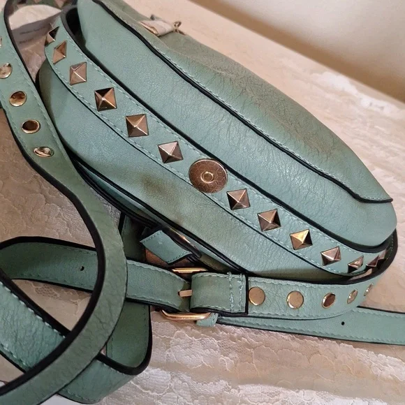 Silk Sparrow Studded   Crossbody Purse Sea Green - Picture 6 of 13